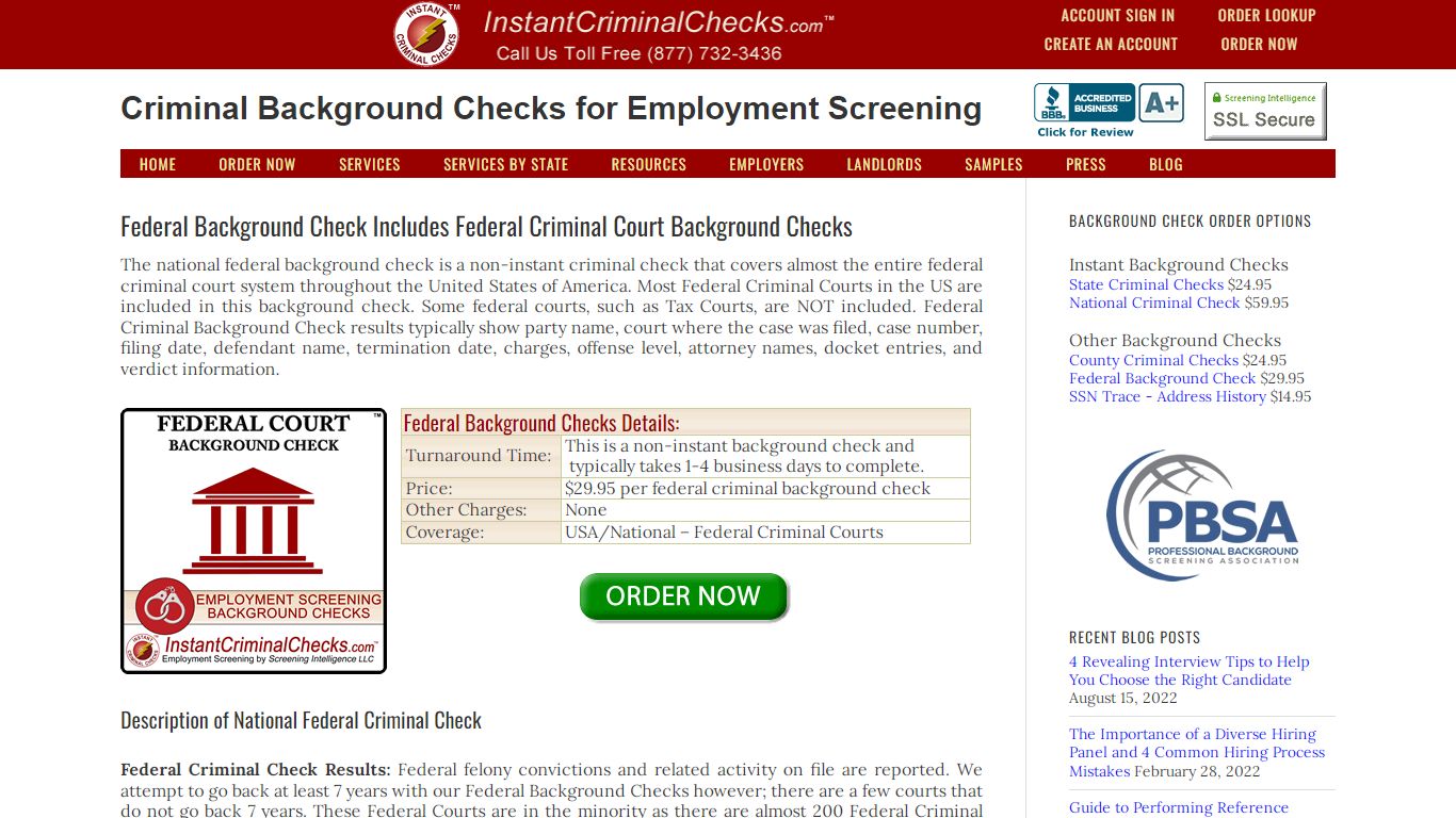 Federal Background Check - Federal Court Criminal Checks